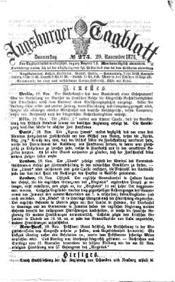 Augsburger Tagblatt Donnerstag 20. November 1873