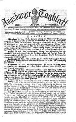 Augsburger Tagblatt Freitag 21. November 1873