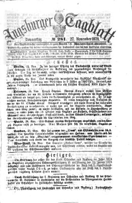 Augsburger Tagblatt Donnerstag 27. November 1873