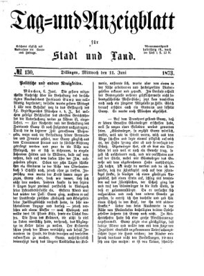 Tag- und Anzeigblatt für Stadt und Land (Tagblatt für die Städte Dillingen, Lauingen, Höchstädt, Wertingen und Gundelfingen) Mittwoch 11. Juni 1873