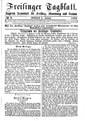 Freisinger Tagblatt (Freisinger Wochenblatt) Mittwoch 4. Januar 1871