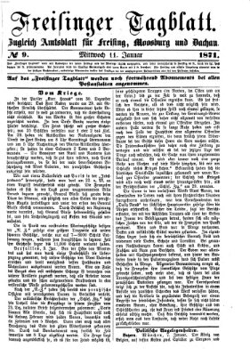 Freisinger Tagblatt (Freisinger Wochenblatt) Mittwoch 11. Januar 1871