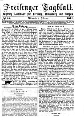 Freisinger Tagblatt (Freisinger Wochenblatt) Mittwoch 1. Februar 1871