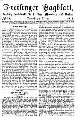 Freisinger Tagblatt (Freisinger Wochenblatt) Donnerstag 2. Februar 1871