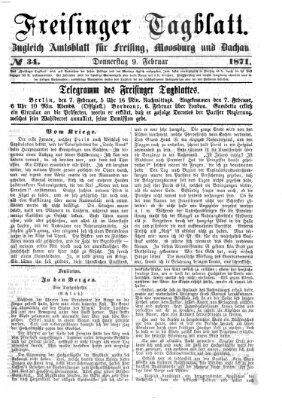 Freisinger Tagblatt (Freisinger Wochenblatt) Donnerstag 9. Februar 1871