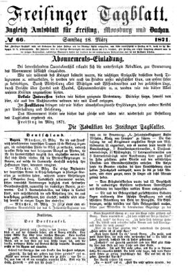 Freisinger Tagblatt (Freisinger Wochenblatt) Samstag 18. März 1871