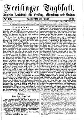 Freisinger Tagblatt (Freisinger Wochenblatt) Donnerstag 23. März 1871