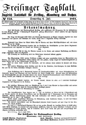 Freisinger Tagblatt (Freisinger Wochenblatt) Donnerstag 6. Juli 1871