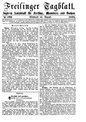 Freisinger Tagblatt (Freisinger Wochenblatt) Mittwoch 23. August 1871