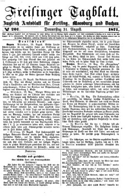 Freisinger Tagblatt (Freisinger Wochenblatt) Donnerstag 31. August 1871