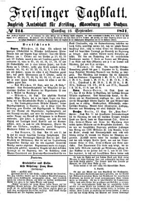 Freisinger Tagblatt (Freisinger Wochenblatt) Samstag 16. September 1871