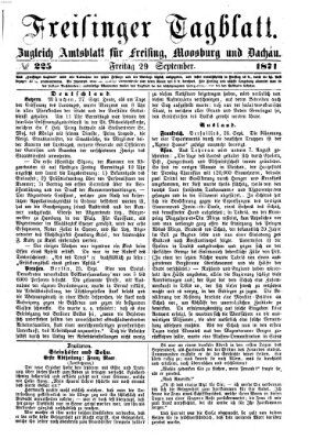 Freisinger Tagblatt (Freisinger Wochenblatt) Freitag 29. September 1871