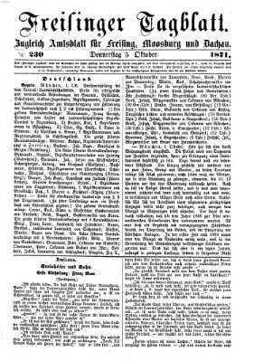 Freisinger Tagblatt (Freisinger Wochenblatt) Donnerstag 5. Oktober 1871