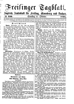 Freisinger Tagblatt (Freisinger Wochenblatt) Samstag 21. Oktober 1871