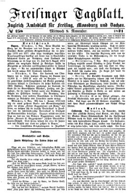 Freisinger Tagblatt (Freisinger Wochenblatt) Mittwoch 8. November 1871