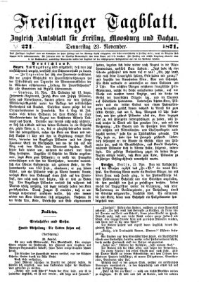 Freisinger Tagblatt (Freisinger Wochenblatt) Donnerstag 23. November 1871