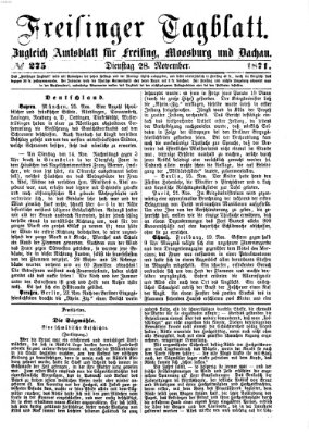 Freisinger Tagblatt (Freisinger Wochenblatt) Dienstag 28. November 1871