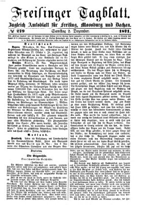 Freisinger Tagblatt (Freisinger Wochenblatt) Samstag 2. Dezember 1871