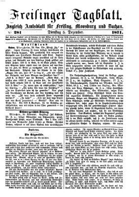 Freisinger Tagblatt (Freisinger Wochenblatt) Dienstag 5. Dezember 1871