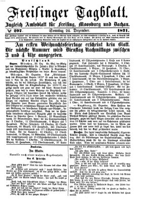 Freisinger Tagblatt (Freisinger Wochenblatt) Sonntag 24. Dezember 1871