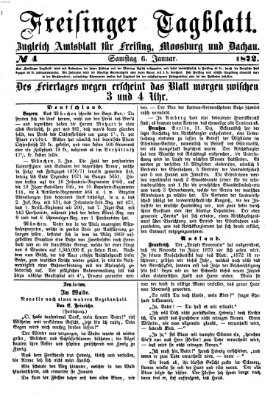 Freisinger Tagblatt (Freisinger Wochenblatt) Samstag 6. Januar 1872