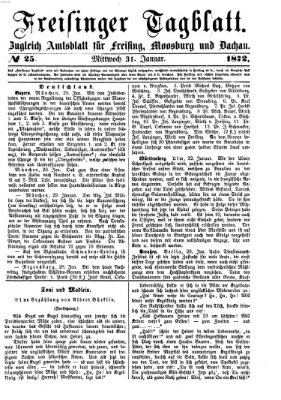 Freisinger Tagblatt (Freisinger Wochenblatt) Mittwoch 31. Januar 1872