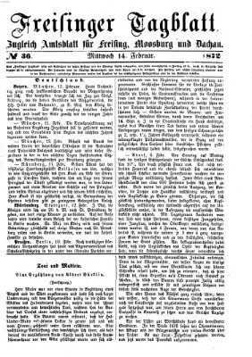 Freisinger Tagblatt (Freisinger Wochenblatt) Mittwoch 14. Februar 1872