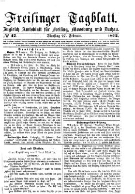 Freisinger Tagblatt (Freisinger Wochenblatt) Dienstag 27. Februar 1872