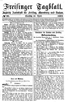 Freisinger Tagblatt (Freisinger Wochenblatt) Samstag 20. April 1872