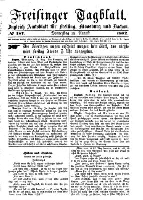 Freisinger Tagblatt (Freisinger Wochenblatt) Donnerstag 15. August 1872