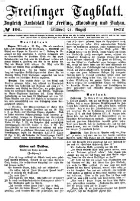 Freisinger Tagblatt (Freisinger Wochenblatt) Mittwoch 21. August 1872