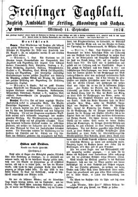 Freisinger Tagblatt (Freisinger Wochenblatt) Mittwoch 11. September 1872