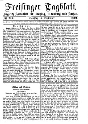 Freisinger Tagblatt (Freisinger Wochenblatt) Samstag 14. September 1872