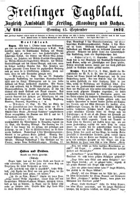 Freisinger Tagblatt (Freisinger Wochenblatt) Sonntag 15. September 1872