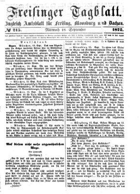 Freisinger Tagblatt (Freisinger Wochenblatt) Mittwoch 18. September 1872