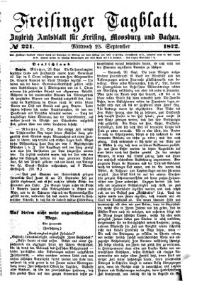 Freisinger Tagblatt (Freisinger Wochenblatt) Mittwoch 25. September 1872