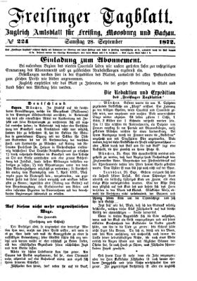 Freisinger Tagblatt (Freisinger Wochenblatt) Samstag 28. September 1872