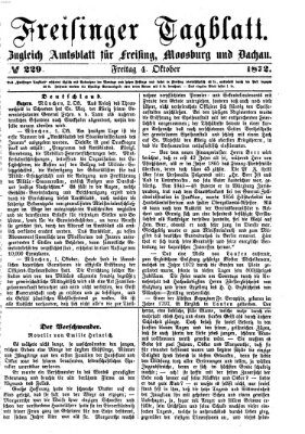 Freisinger Tagblatt (Freisinger Wochenblatt) Freitag 4. Oktober 1872