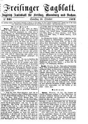 Freisinger Tagblatt (Freisinger Wochenblatt) Samstag 26. Oktober 1872