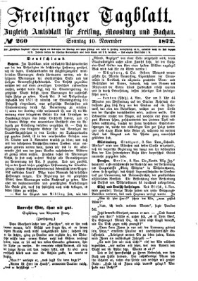 Freisinger Tagblatt (Freisinger Wochenblatt) Sonntag 10. November 1872