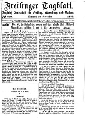 Freisinger Tagblatt (Freisinger Wochenblatt) Mittwoch 20. November 1872