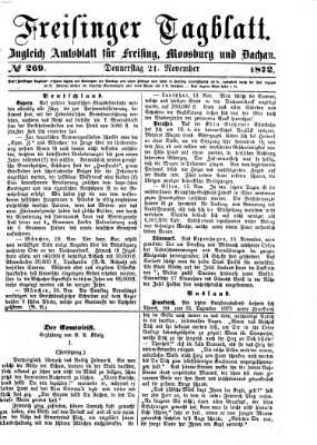 Freisinger Tagblatt (Freisinger Wochenblatt) Donnerstag 21. November 1872