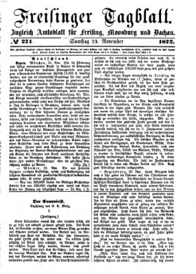 Freisinger Tagblatt (Freisinger Wochenblatt) Samstag 23. November 1872