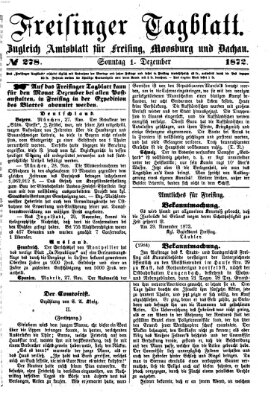 Freisinger Tagblatt (Freisinger Wochenblatt) Sonntag 1. Dezember 1872