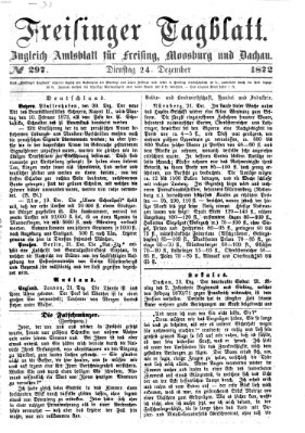 Freisinger Tagblatt (Freisinger Wochenblatt) Dienstag 24. Dezember 1872