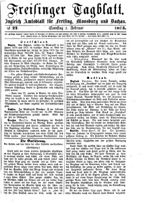 Freisinger Tagblatt (Freisinger Wochenblatt) Samstag 1. Februar 1873