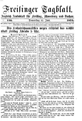 Freisinger Tagblatt (Freisinger Wochenblatt) Donnerstag 12. Juni 1873