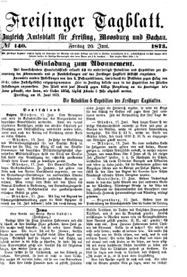 Freisinger Tagblatt (Freisinger Wochenblatt) Freitag 20. Juni 1873