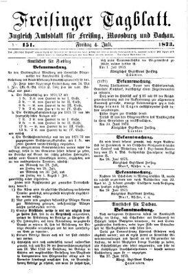 Freisinger Tagblatt (Freisinger Wochenblatt) Freitag 4. Juli 1873