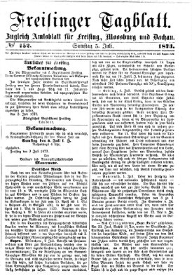 Freisinger Tagblatt (Freisinger Wochenblatt) Samstag 5. Juli 1873